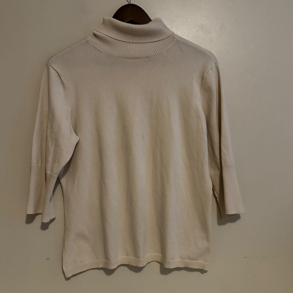 VTG Worthington Women's Sz Lg Beige Turtleneck Sweater Silk Blend